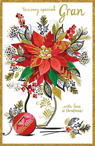 Poinsettia Gran Christmas Card