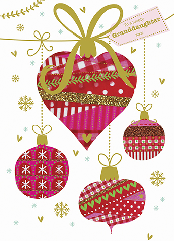 Baubles Granddaughter Christmas Card