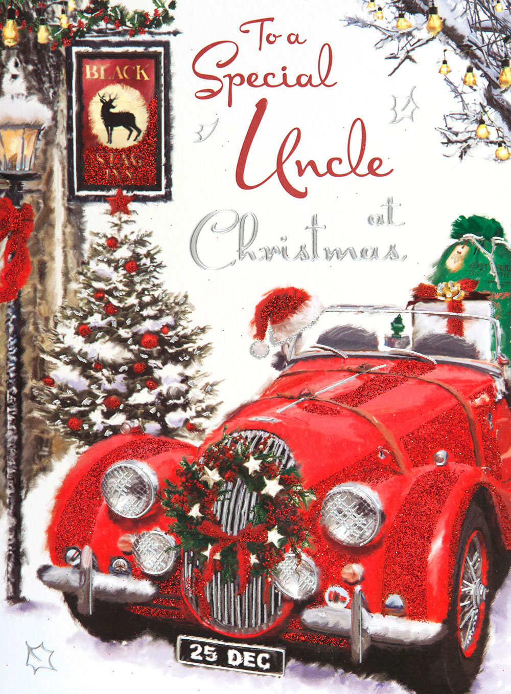 Festive Car uncle Christmas Card