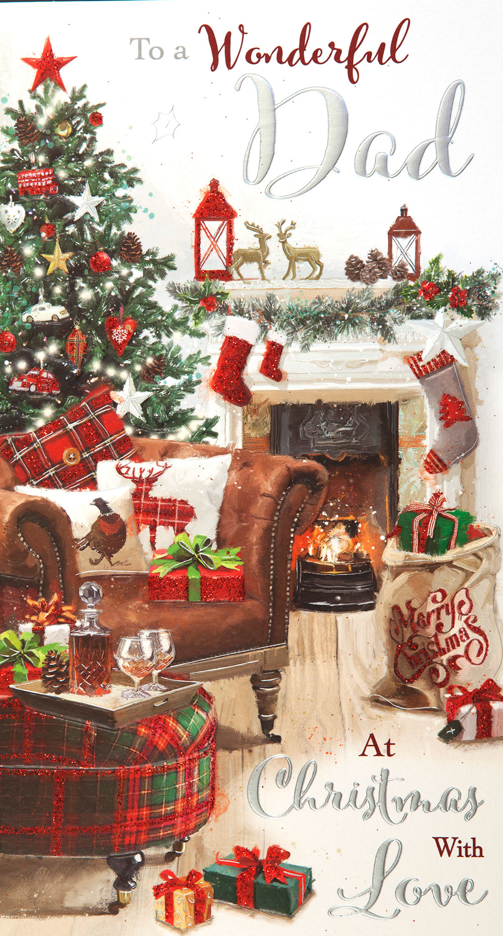 Festive Fireplace Dad Christmas Card