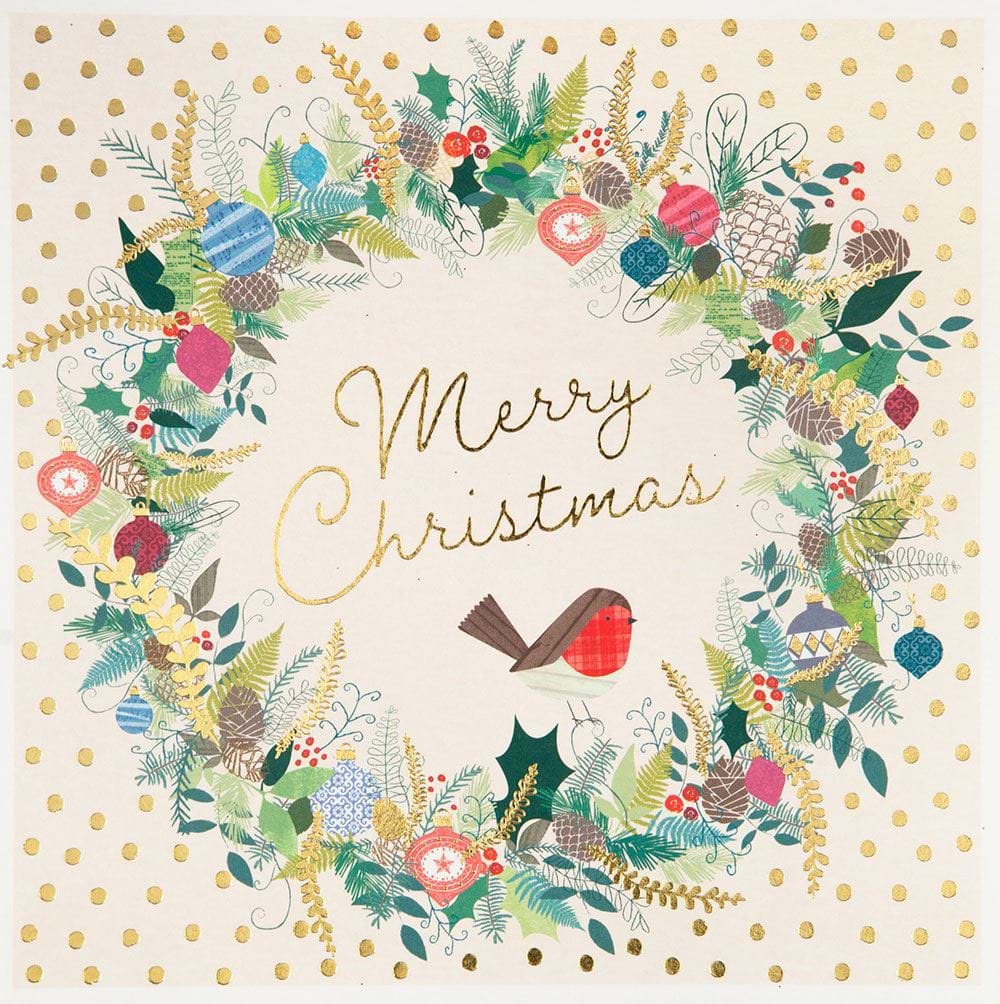 Robin and Wreath Christmas Card