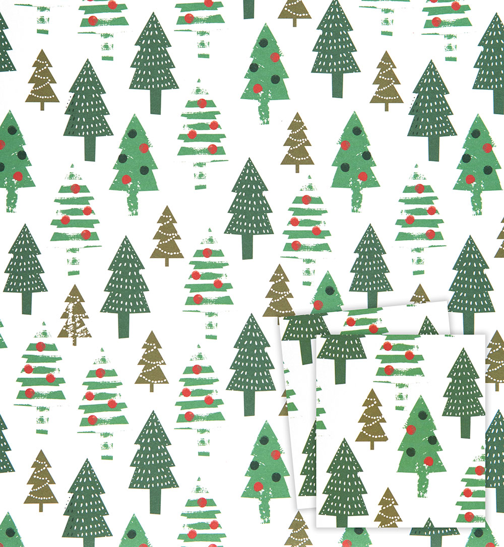 Snowy Trees Christmas Wrapping Paper