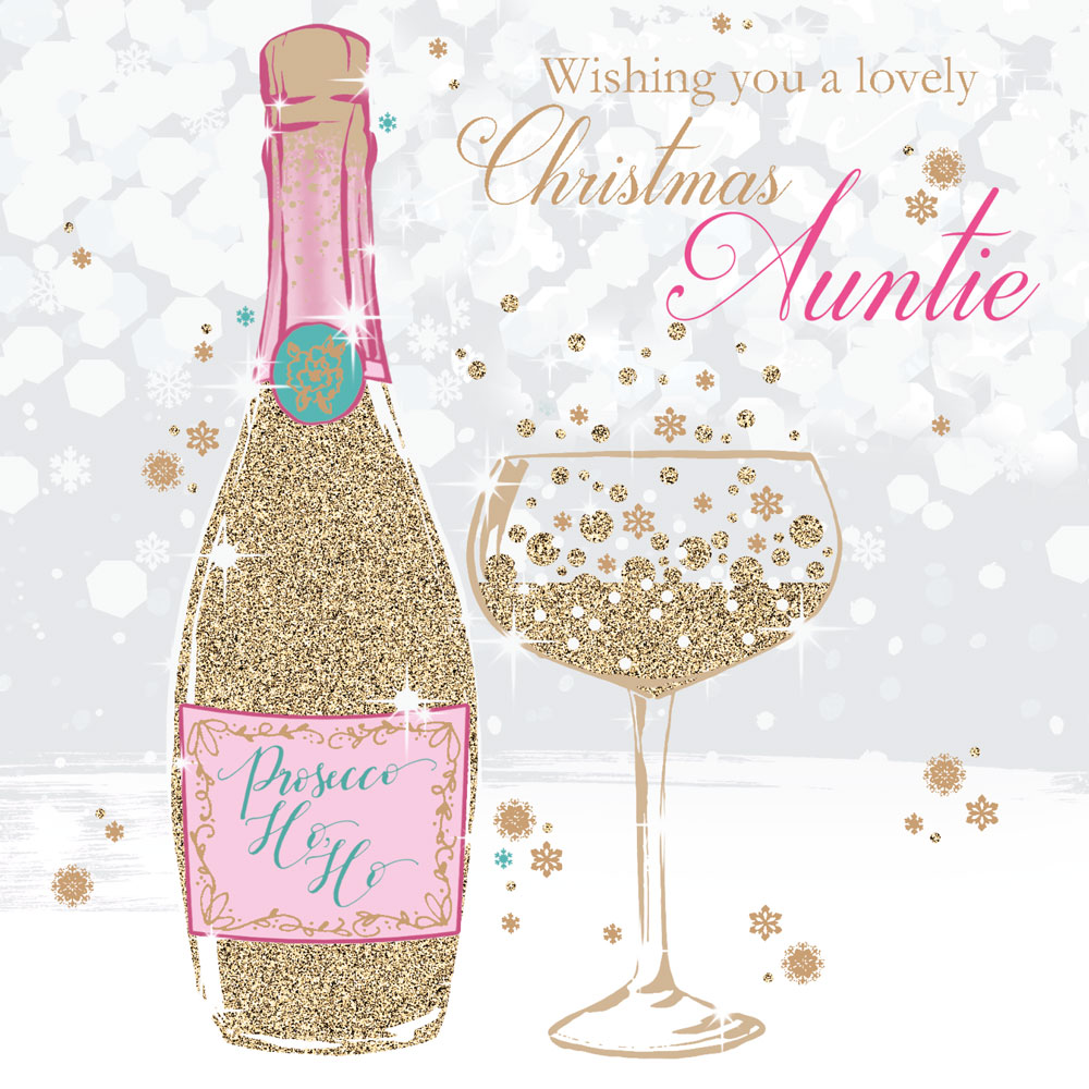 Prosecco Auntie Christmas Card