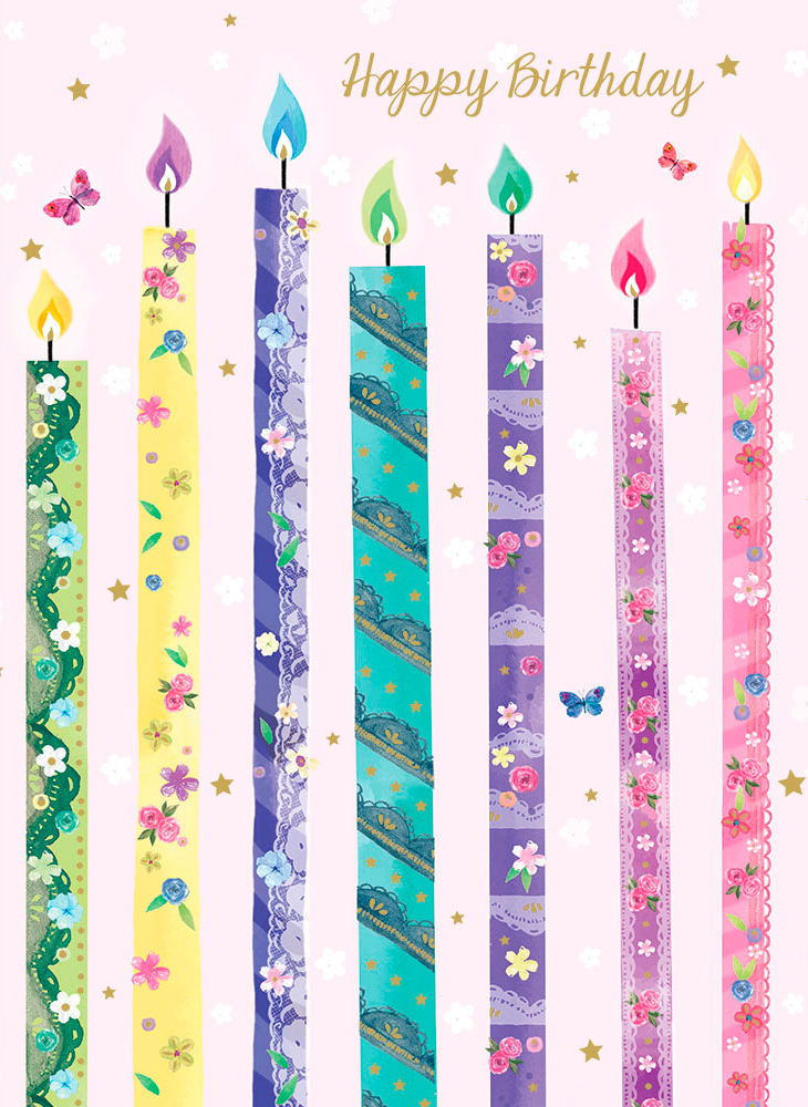 Floral Candles Extra Large Birthday Card