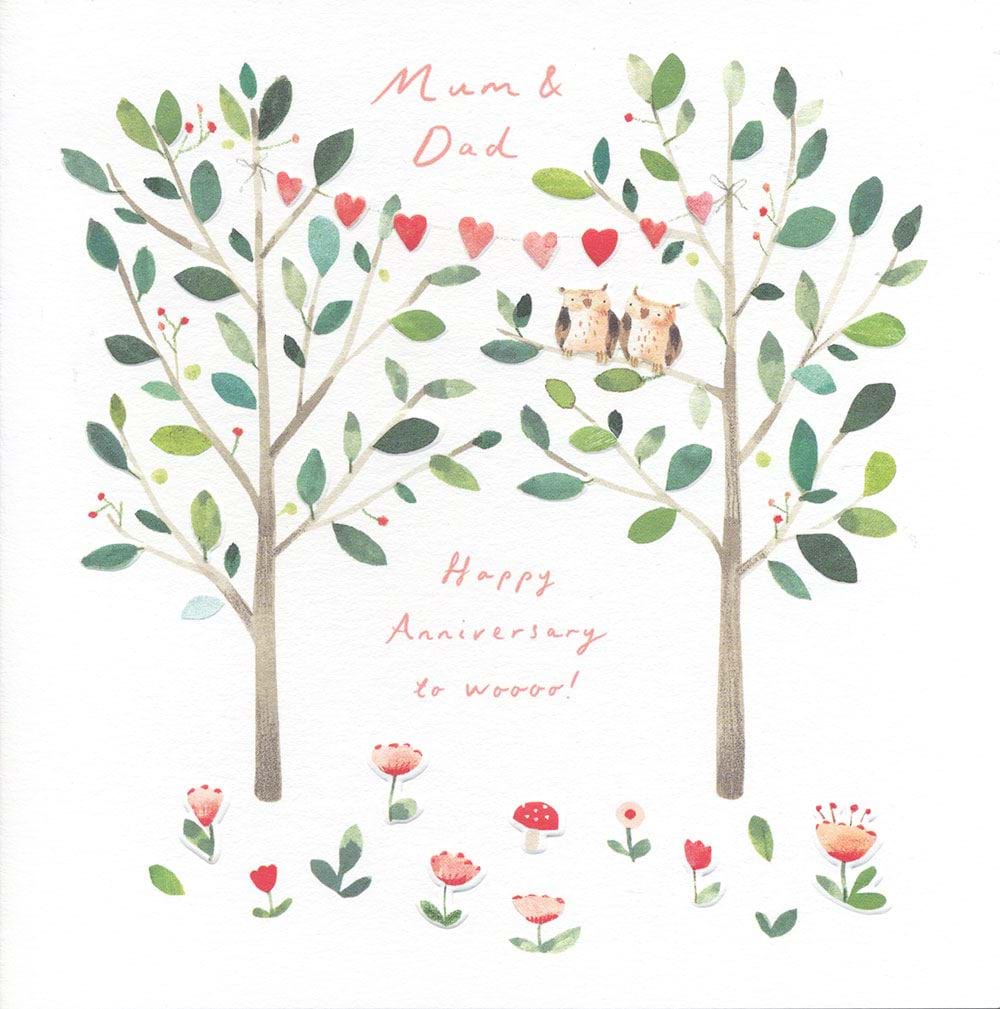 Lovebirds Mum and Dad Anniversary Card