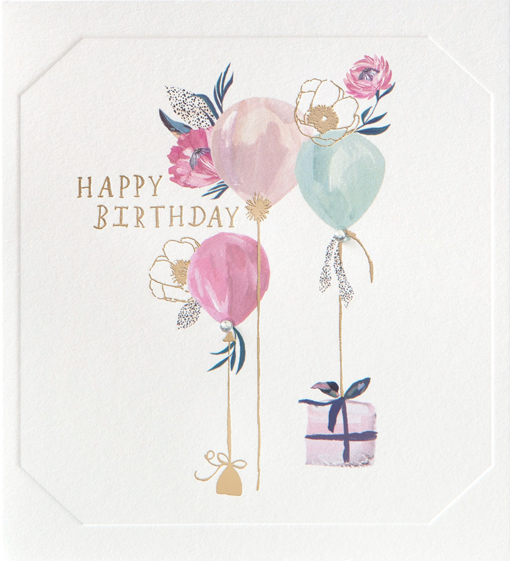Present and Balloons Birthday Card