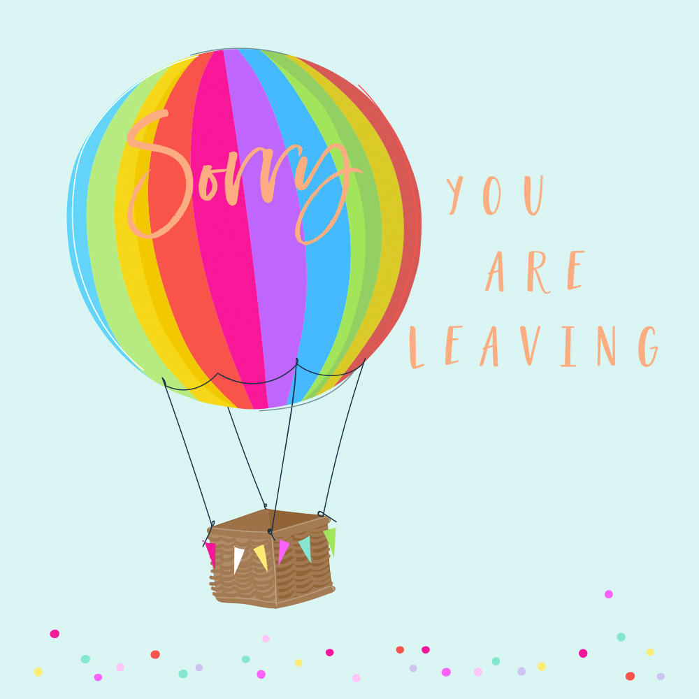 Rainbow Balloon Leaving Card
