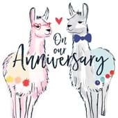 llamas in Love Our Anniversary Card