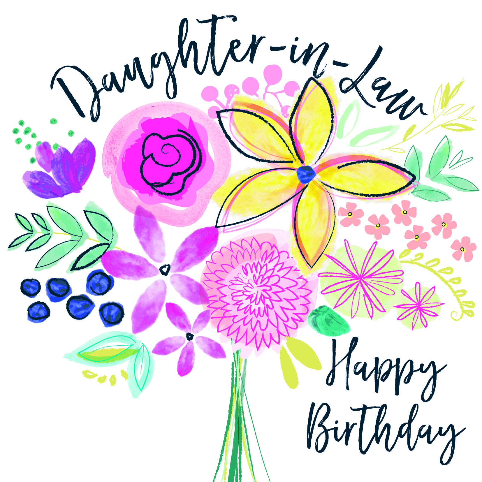 Flower Bunch Daughter in Law Birthday Card