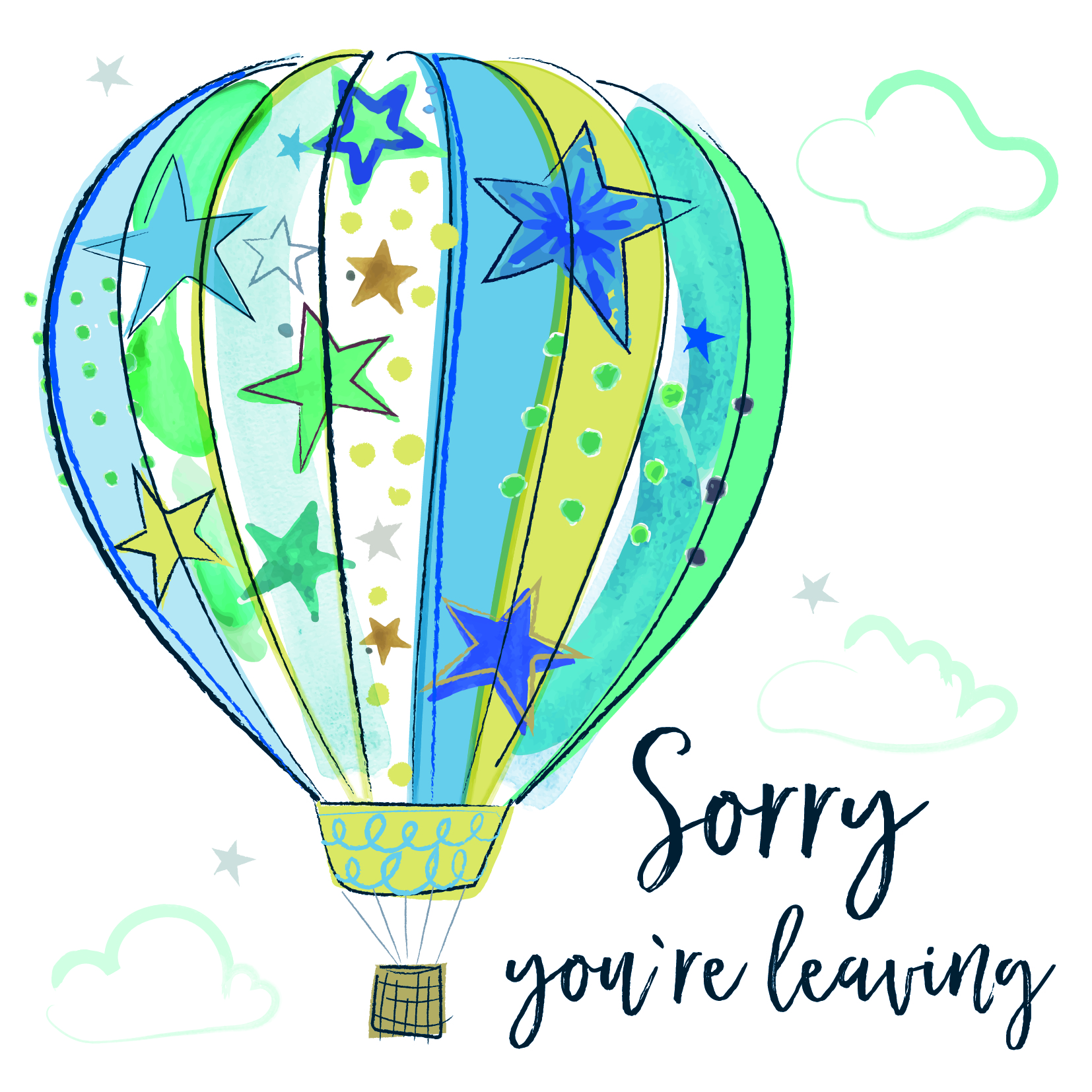 Hot Air Balloon Leaving Card