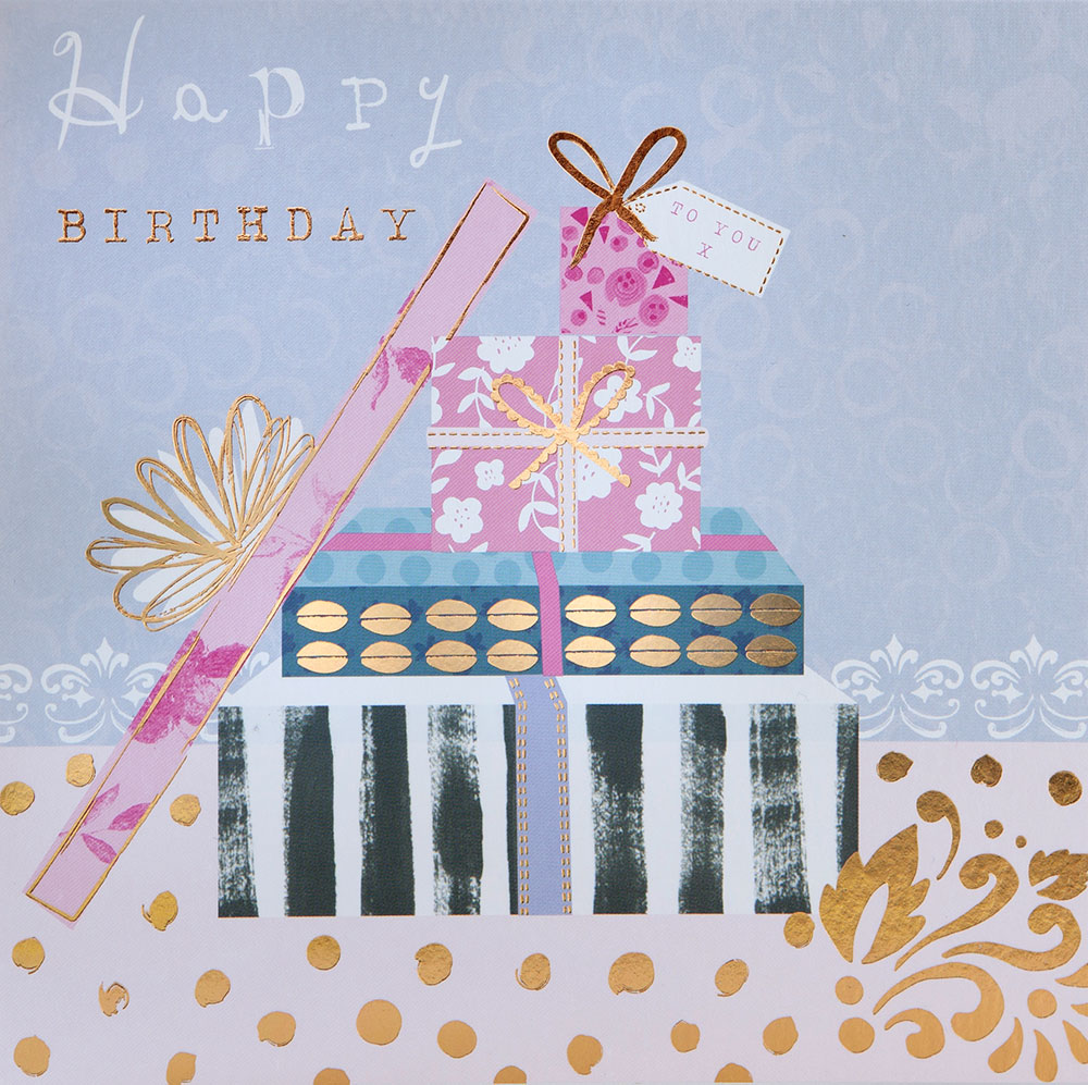 Stack of Presents Birthday Card