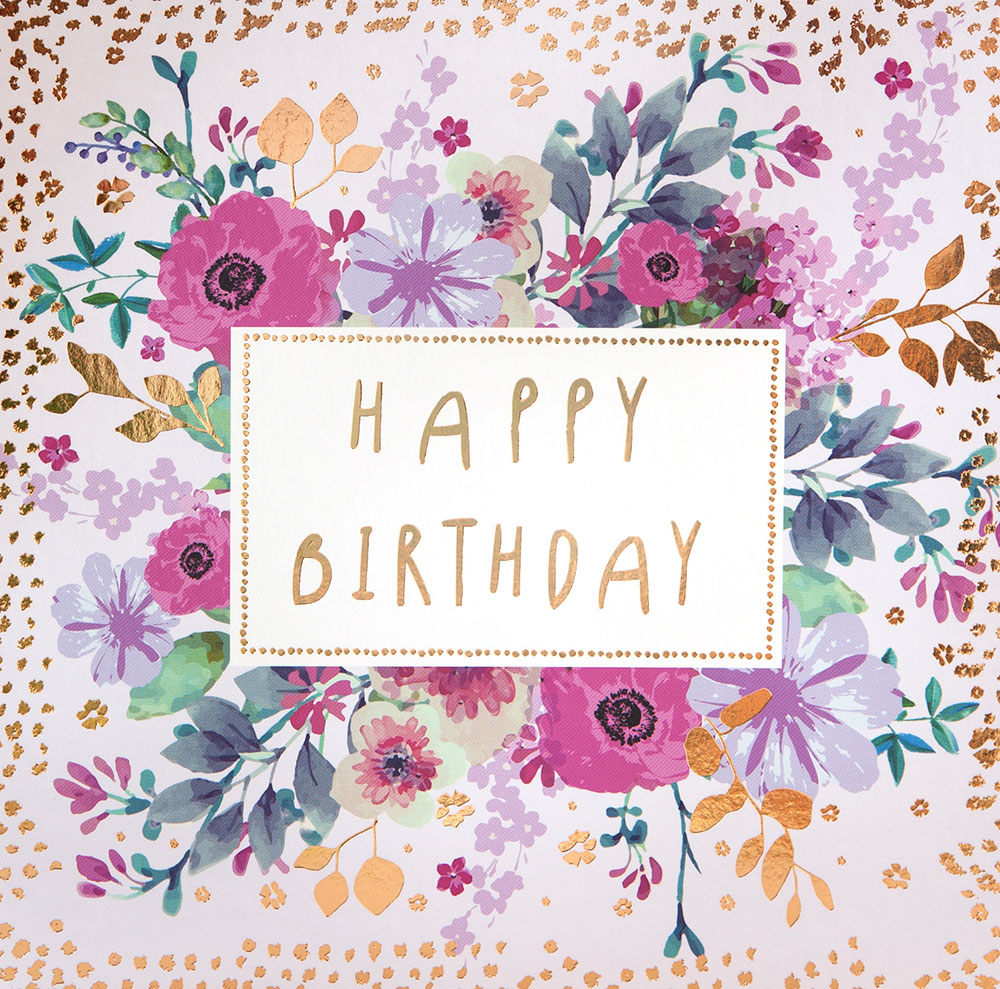 Pink Floral Birthday Card