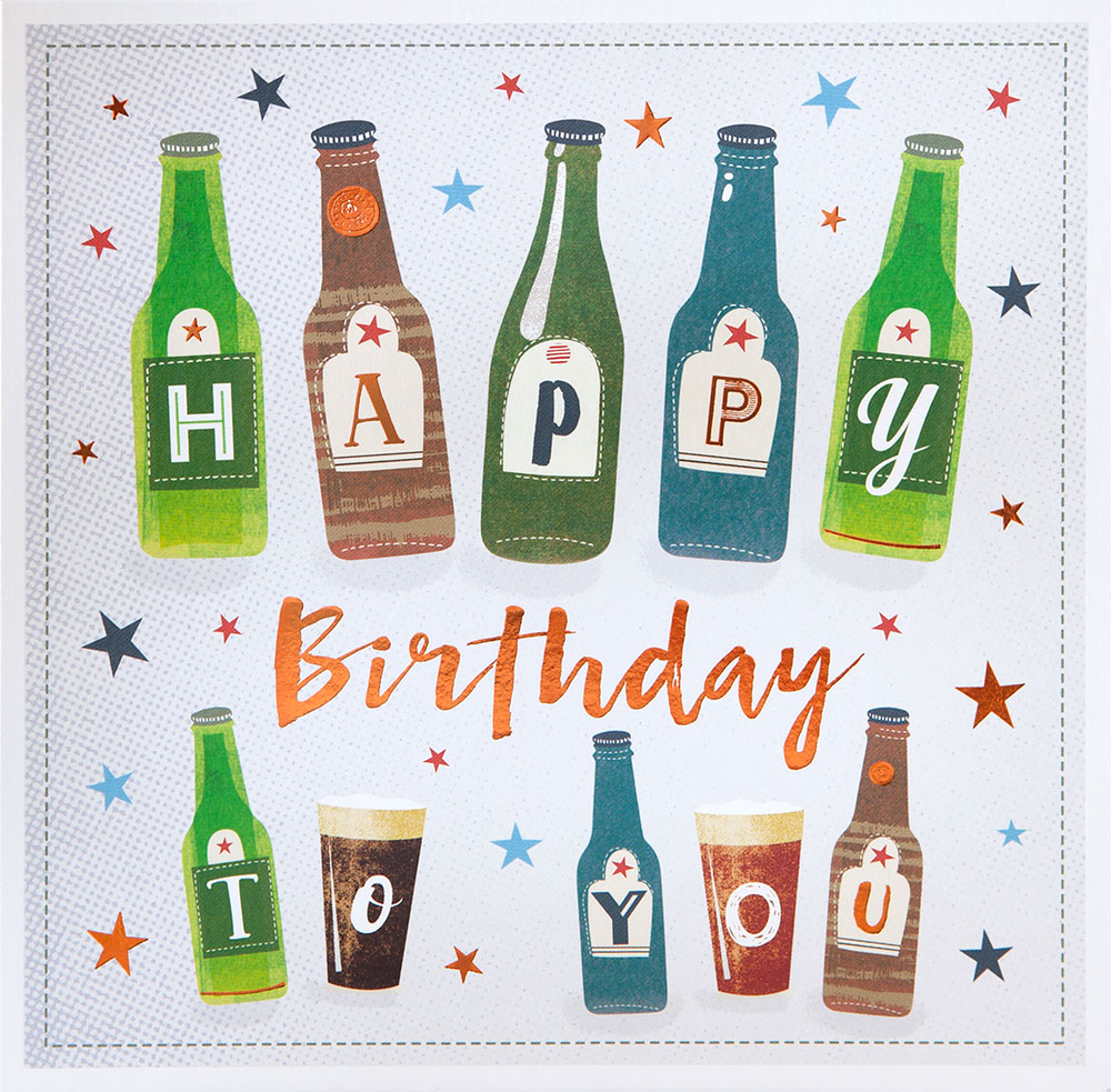 Beer Bottles Birthday Card