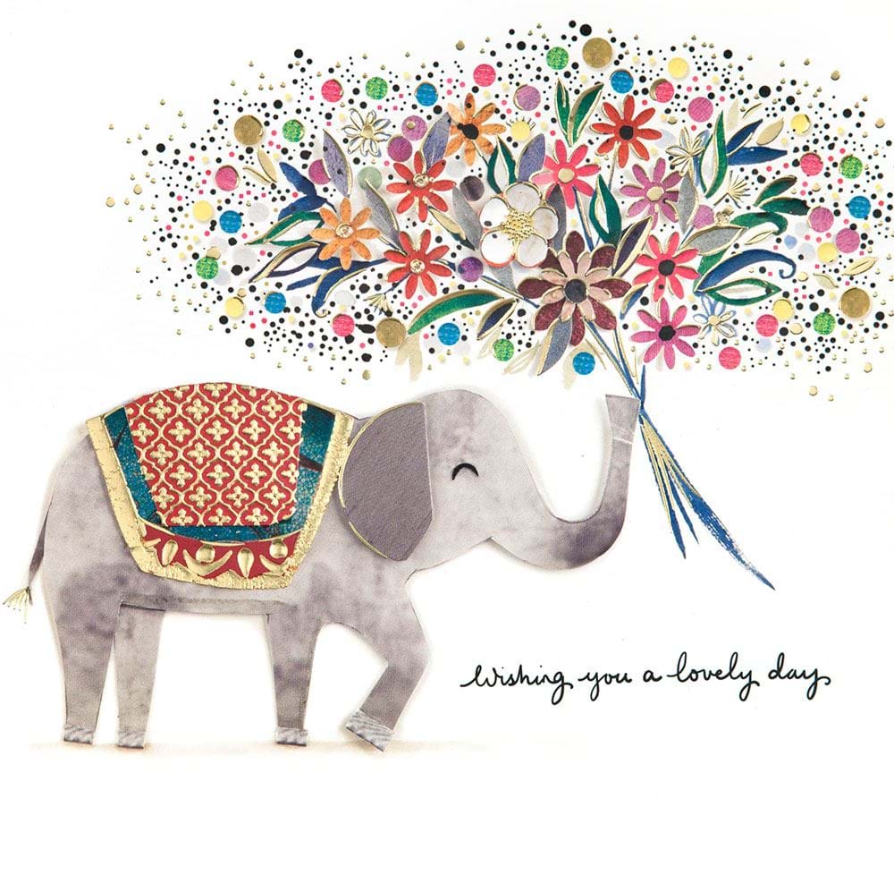 Golden Elephant Birthday Card