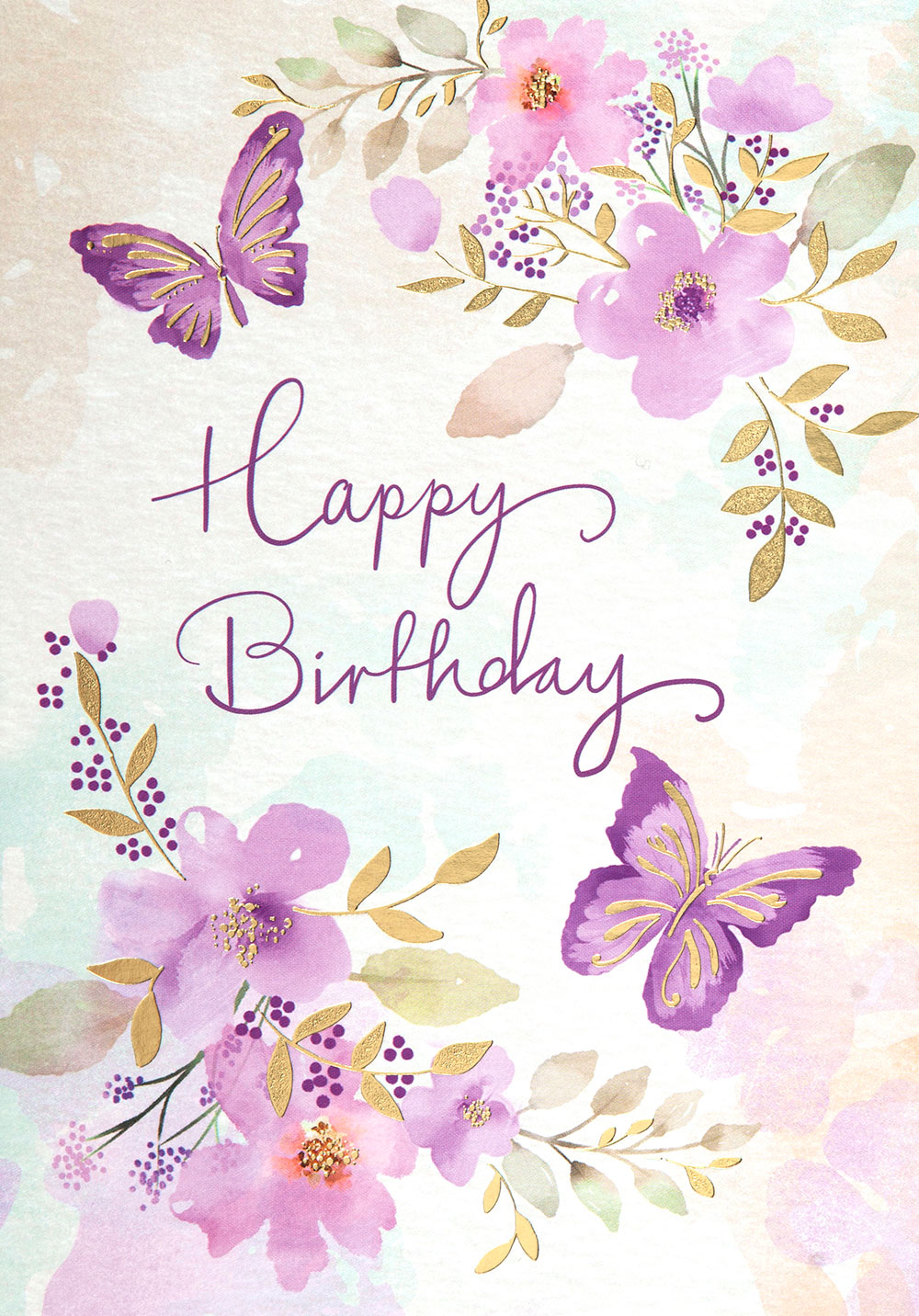 Flowers and Butterflies Birthday Card