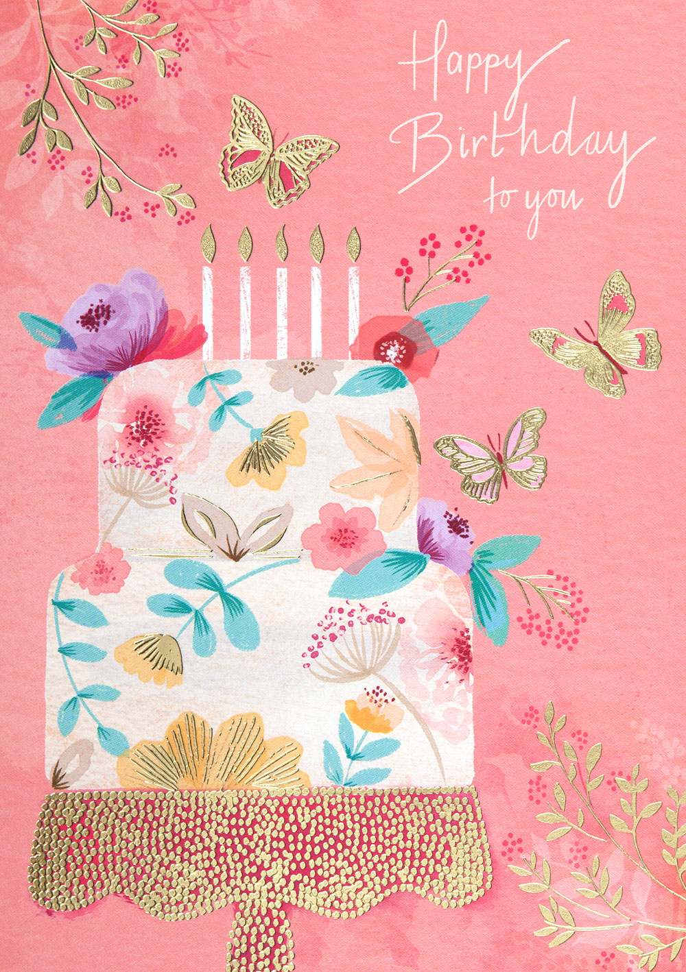 Floral Cake Birthday Card