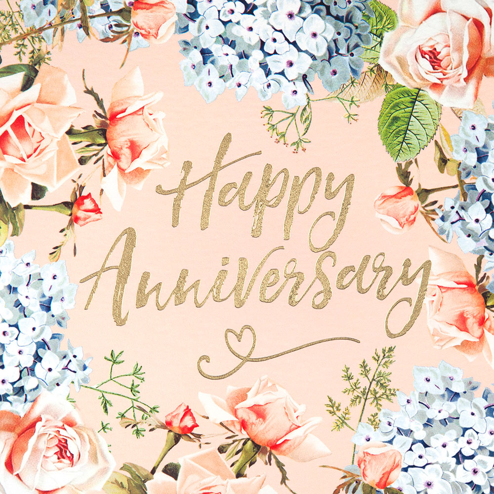 Vintage Floral Anniversary Card