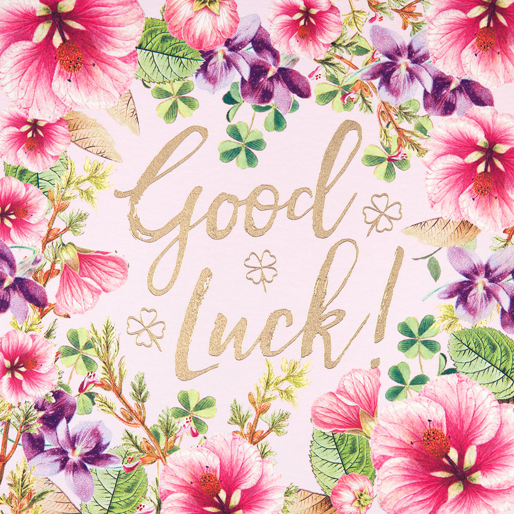 Vintage Floral Good Luck Card