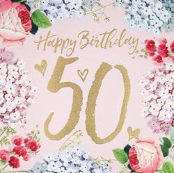 50th Vintage Floral birthday Card