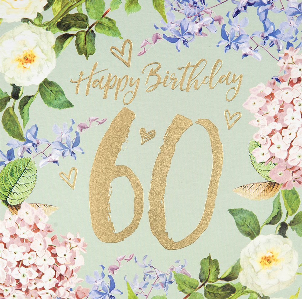 60th Vintage Floral Birthday Card
