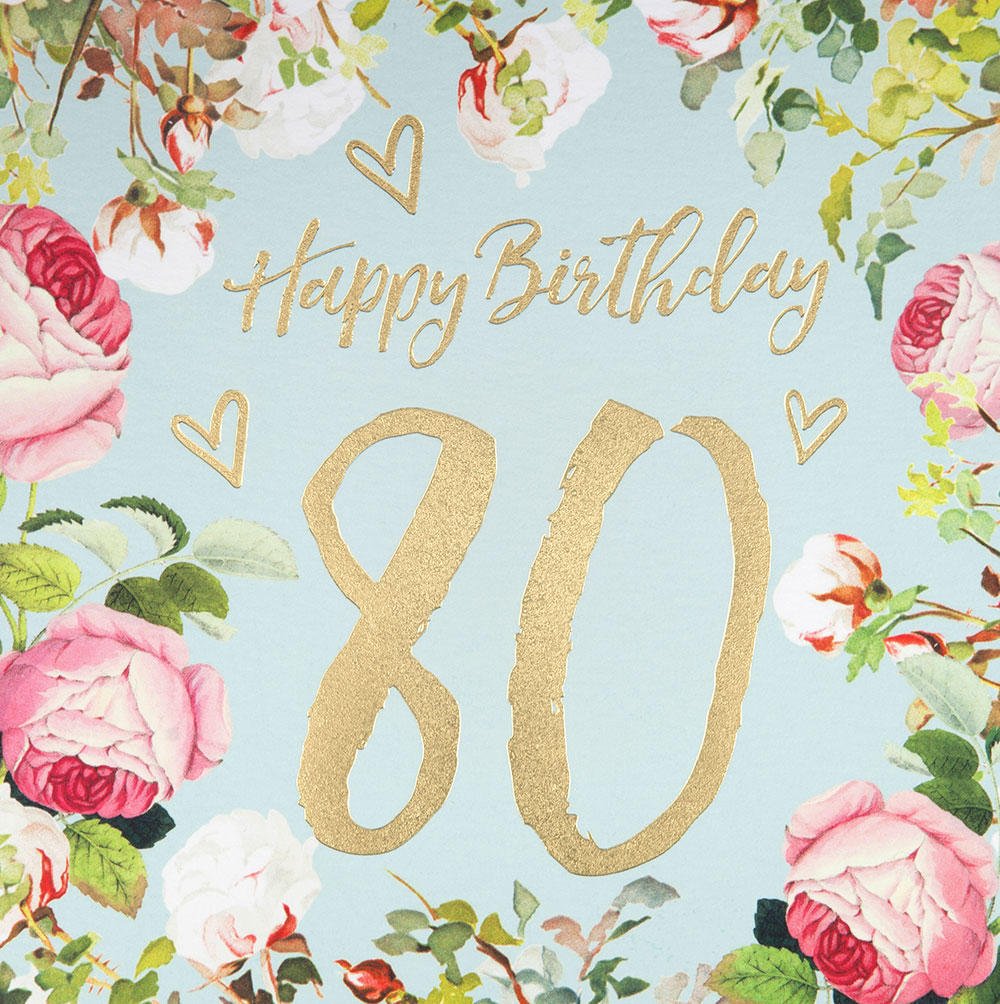 80th Vintage Floral Birthday Card
