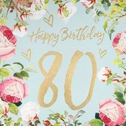 80th Vintage Floral Birthday Card