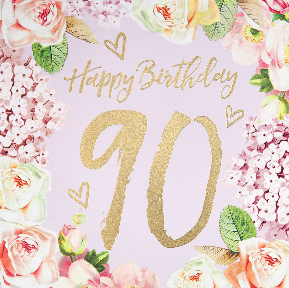 90th Vintage Floral Birthday Card