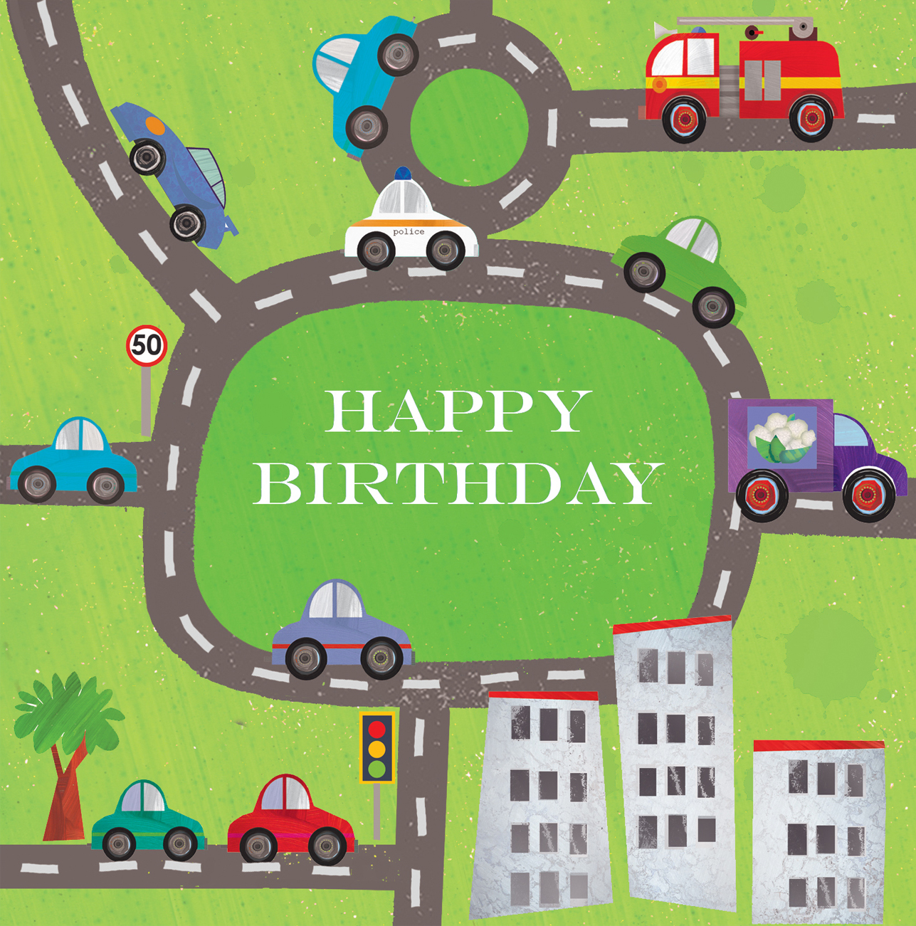 Road Map Kids Birthday Card