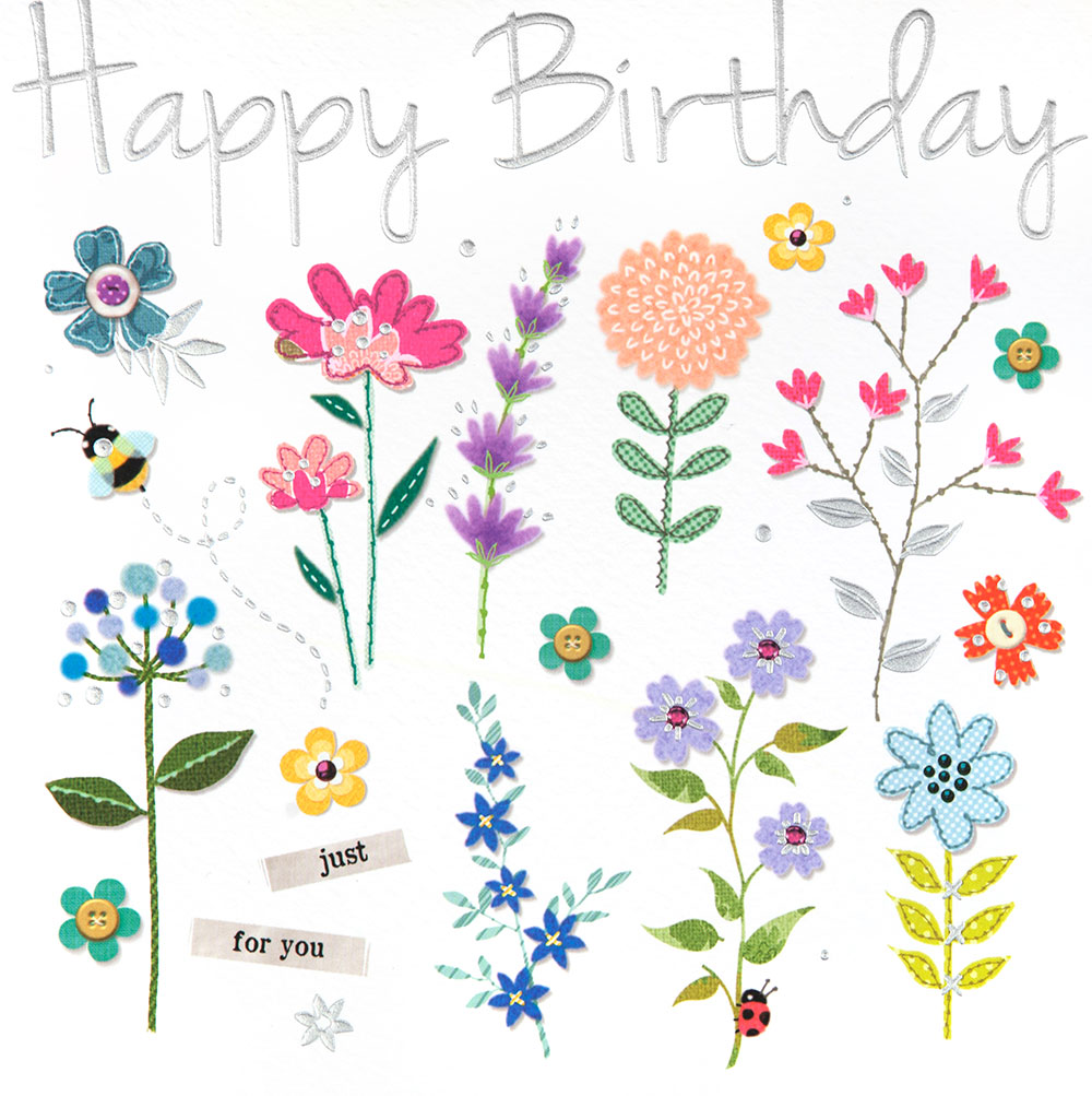 Flowers and Bees Birthday Card