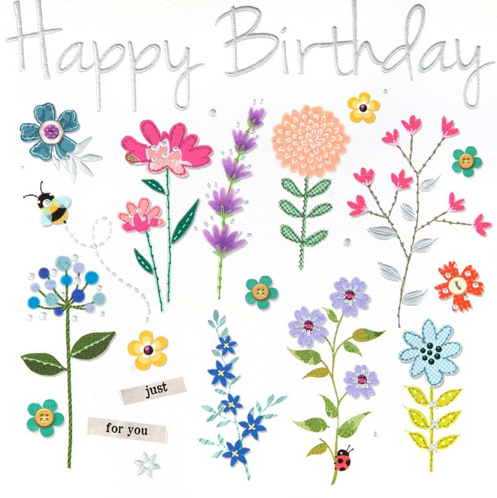 Placed Flowers Birthday Card