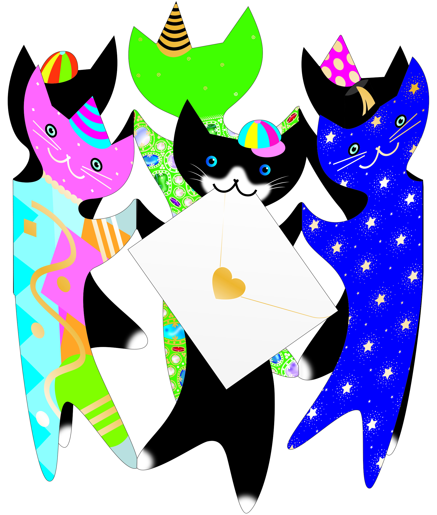 Dancing Cats Pop 3D Up Birthday Card