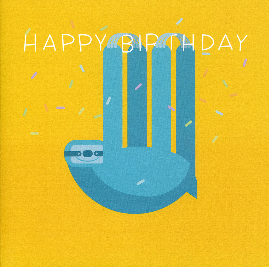 Hanging Sloth Birthday Card