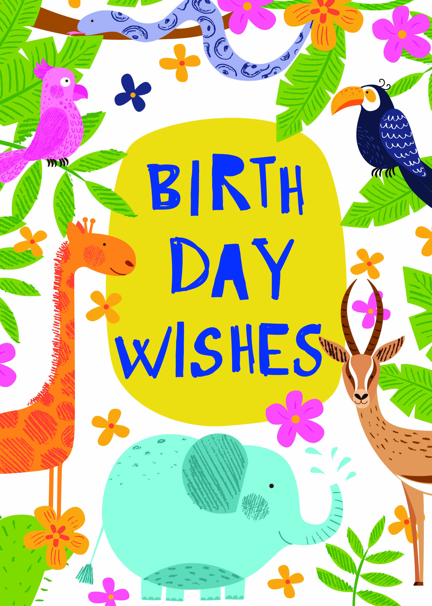Jungle Animals Birthday Card