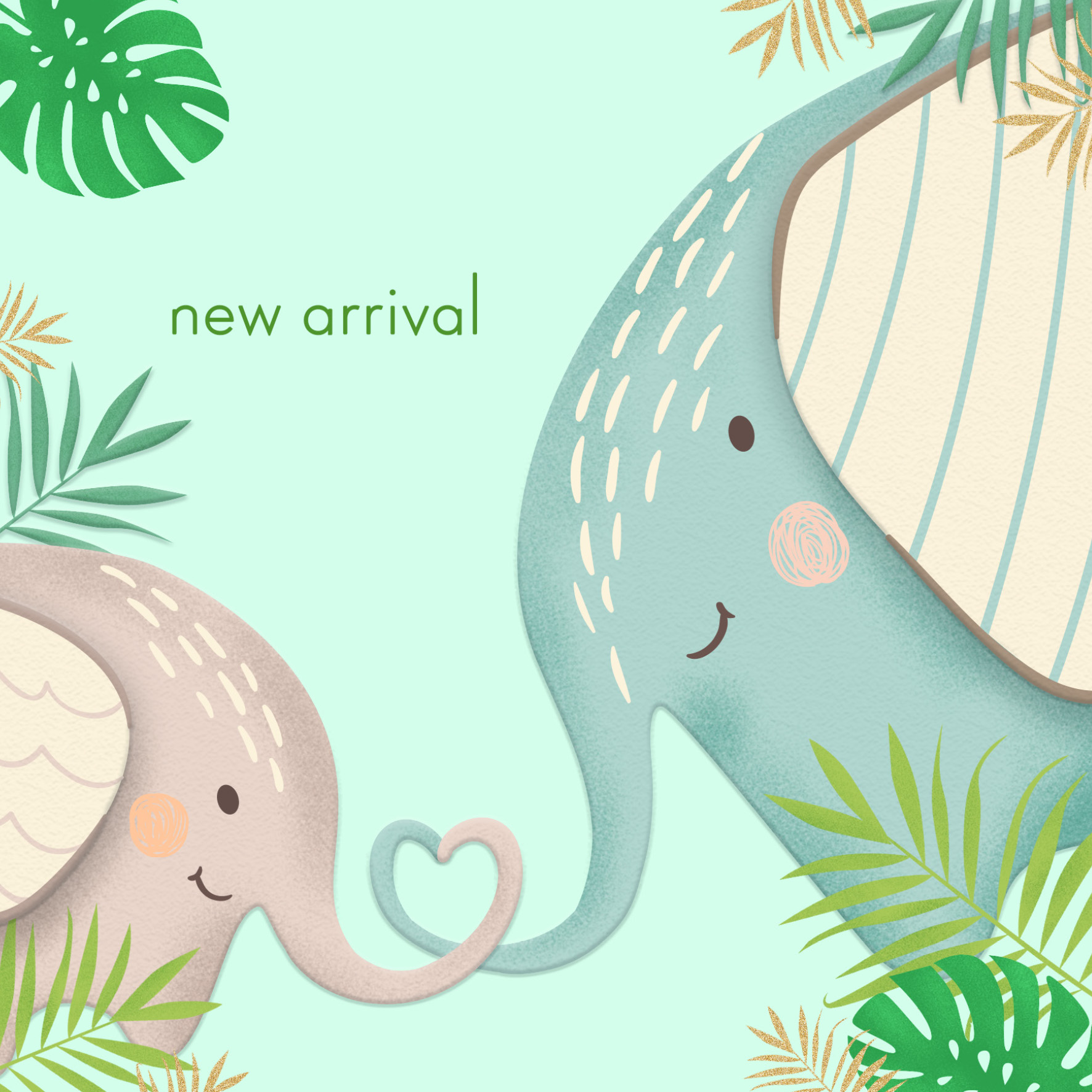 Elephants New Baby Card