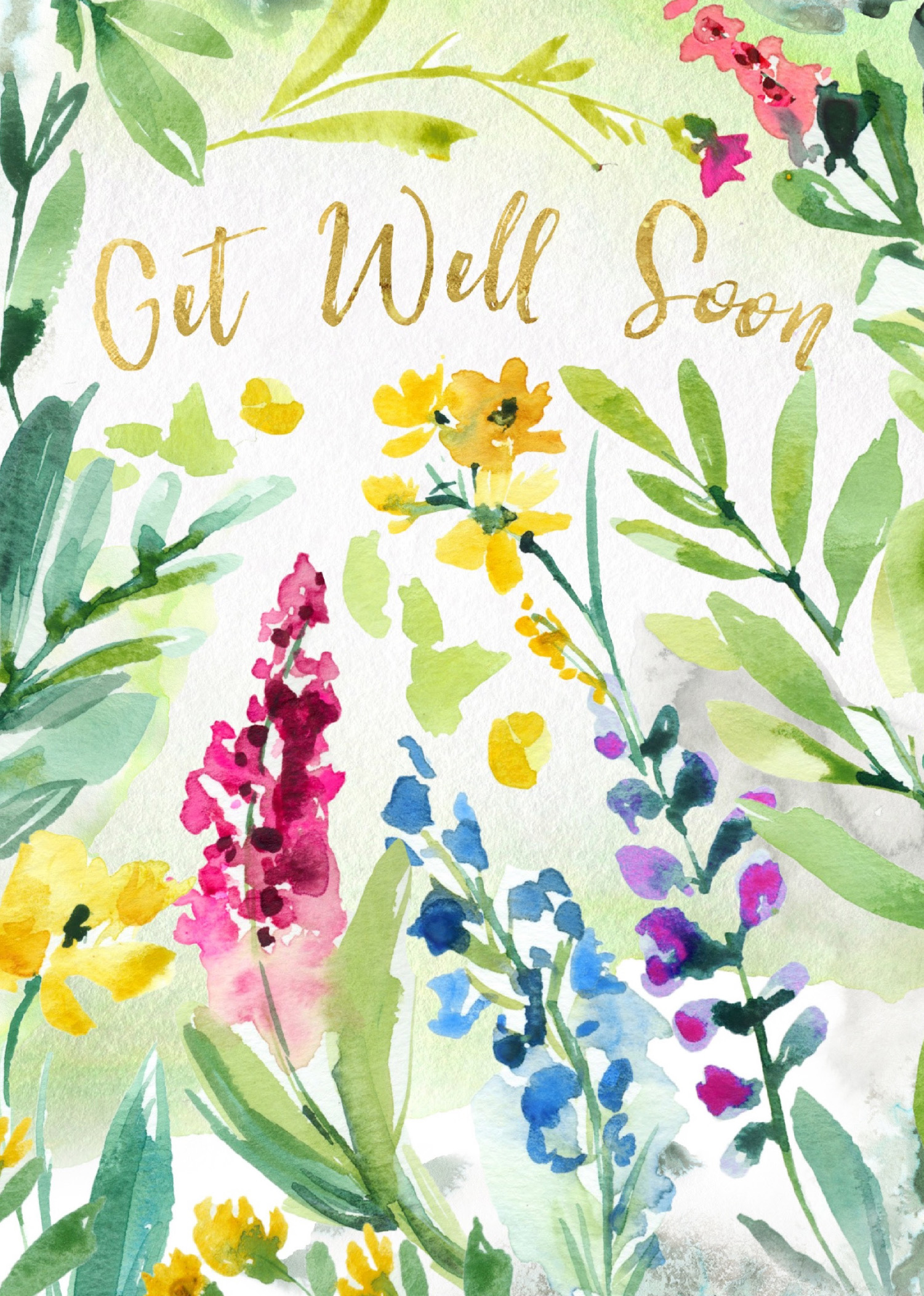 Watercolour Flowers Get Well Soon Card