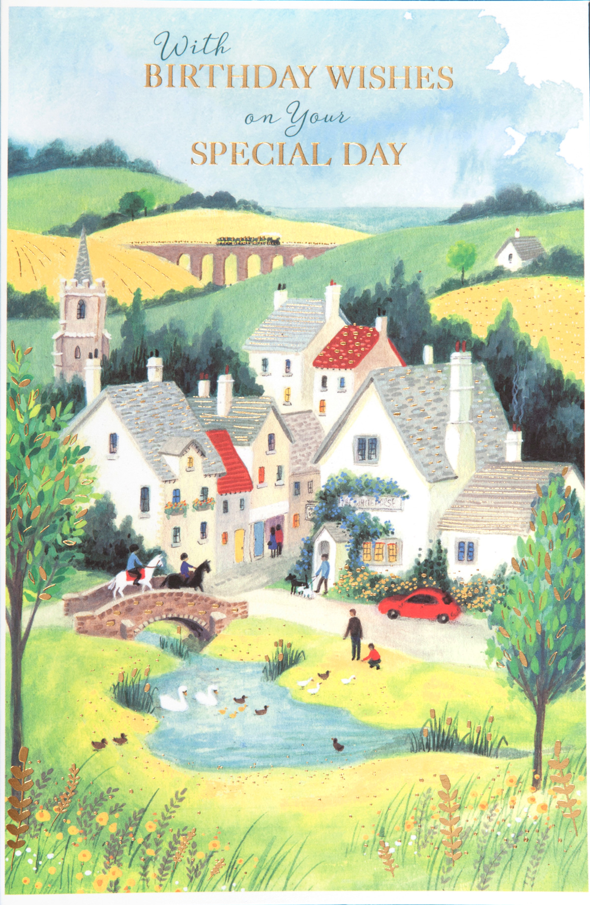 Countryside Village Birthday Card
