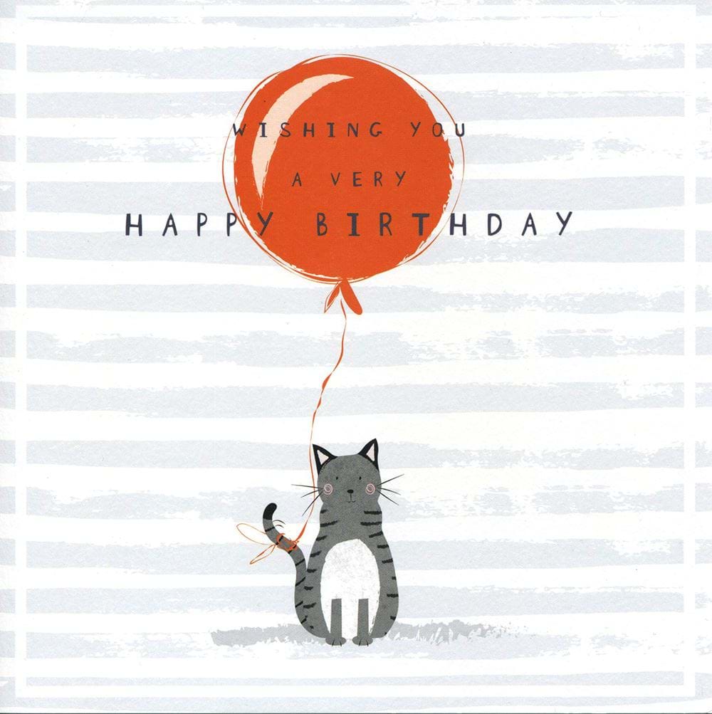 Cat and Balloon Birthday Card