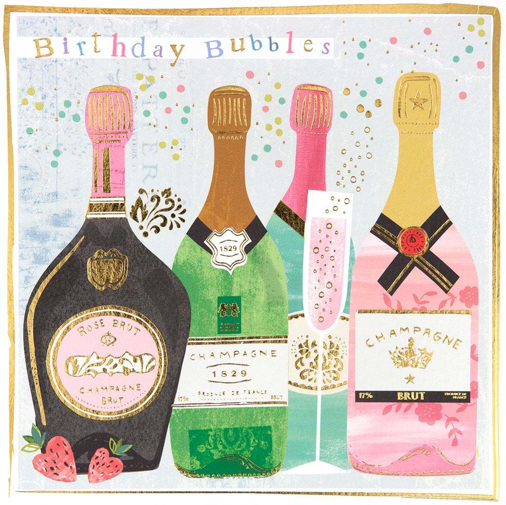 Champagne Bubbles Birthday Card
