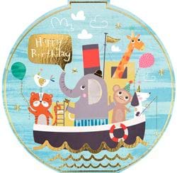 Animal Boat Birthday Card