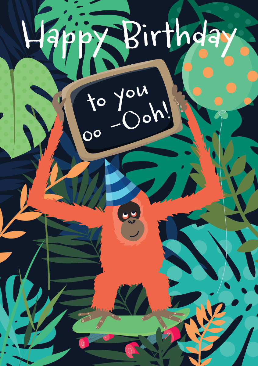 Orangutan Jungle Birthday Card