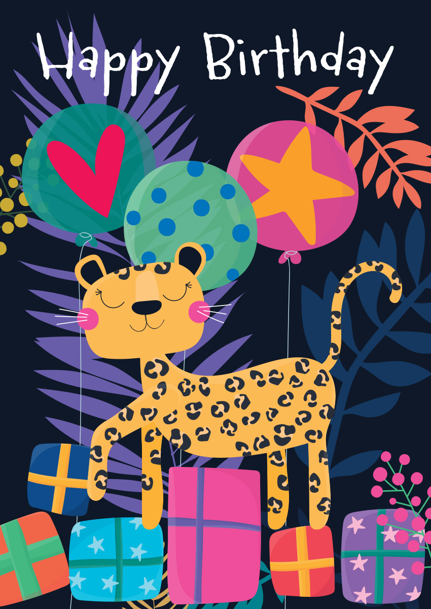 Cheetah Birthday Card