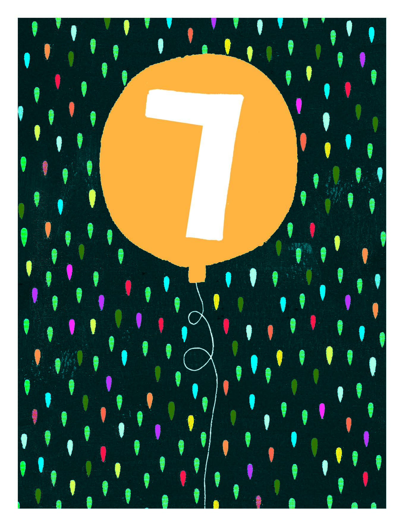 Balloon 7th Birthday Card