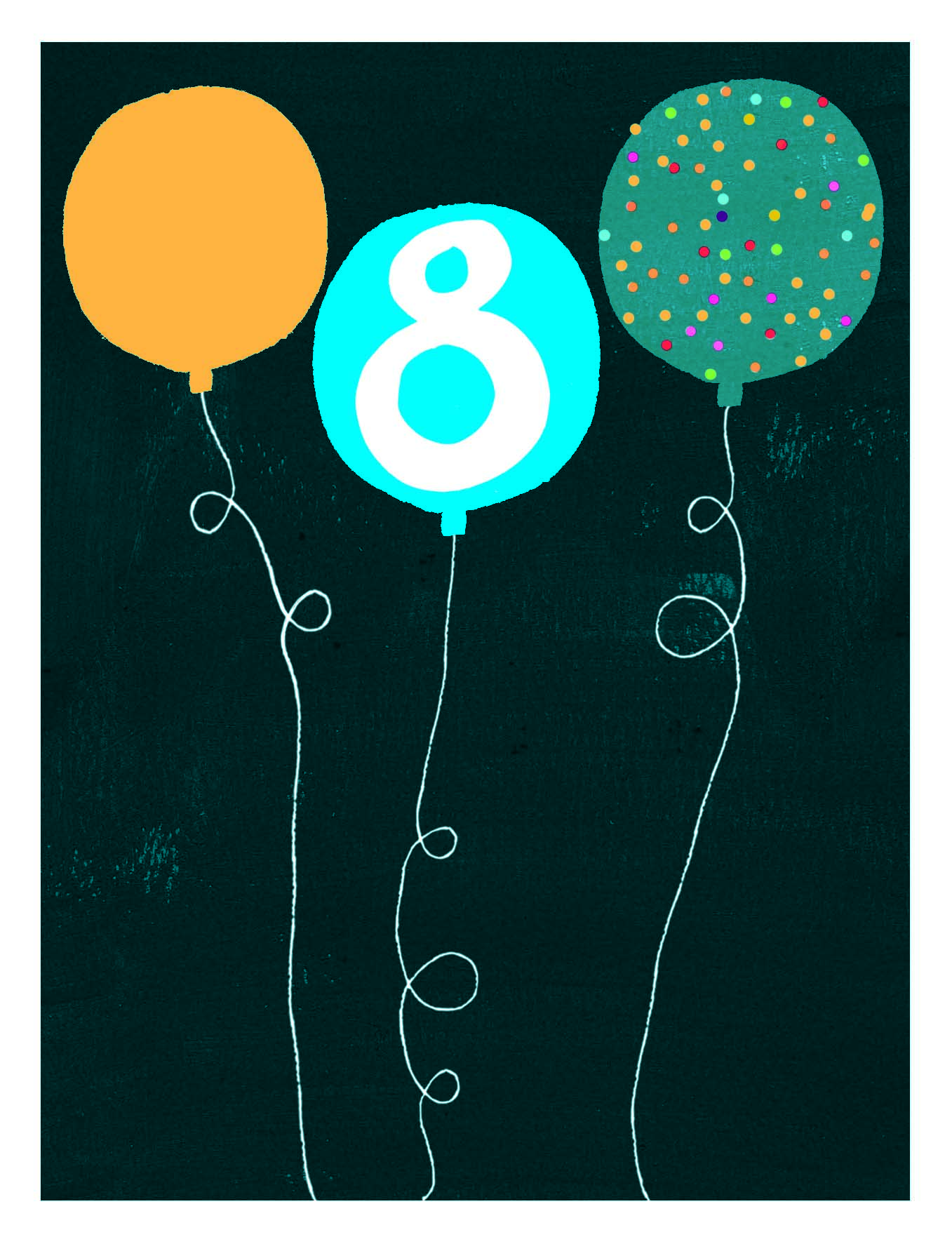 Balloons 8th Birthday Card