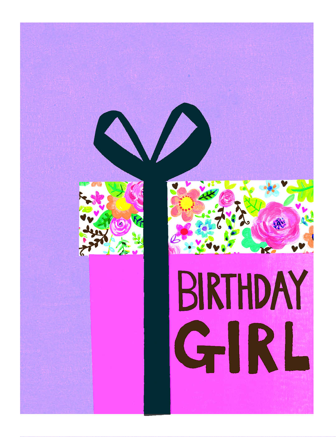 Floral Present Birthday Girl Card