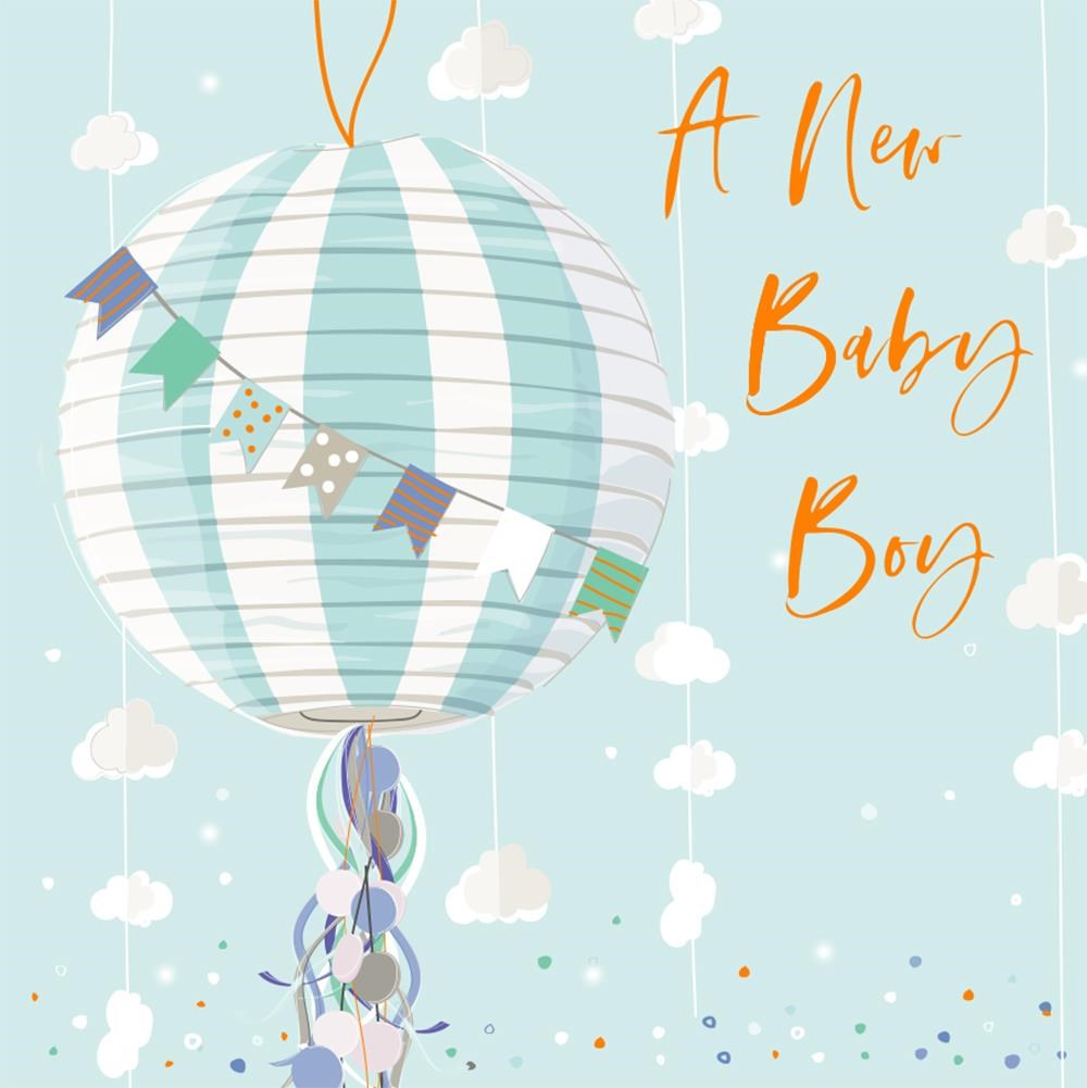 Blue Lantern New Baby Boy Card