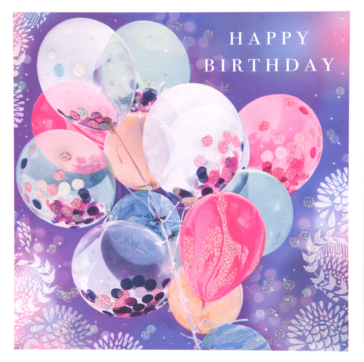 Glitter Balloons Birthday Card