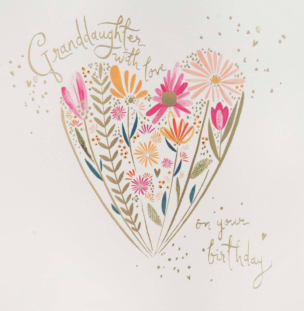 Floral Heart Granddaughter Birthday Card