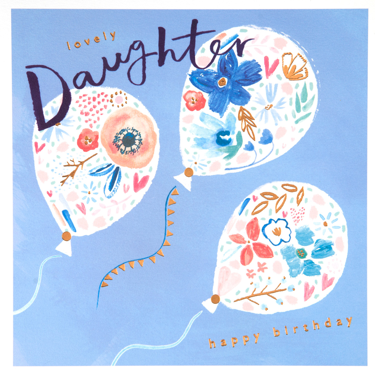 Floral Balloons Daughter Birthday Card