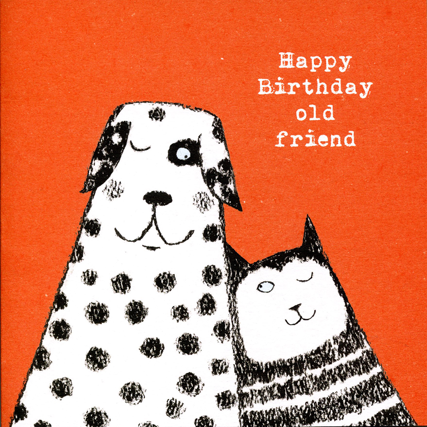 Cat & Dog Friend Birthday Card