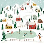 Ice Skating Scene - Personalised Christmas Card